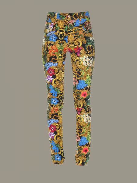 versace red floral pant outfit|Versace jeans for women.